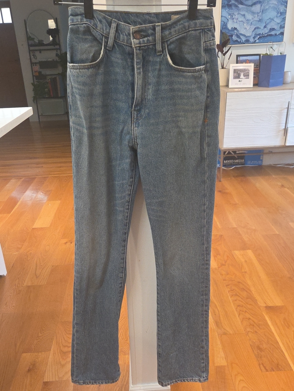 imogene + willie Womens Sophie Straight Leg High Rise Faded Blue Jeans 26x30.5